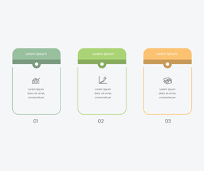 Business infographic editable square template. Timeline with 3 step, option, arrow