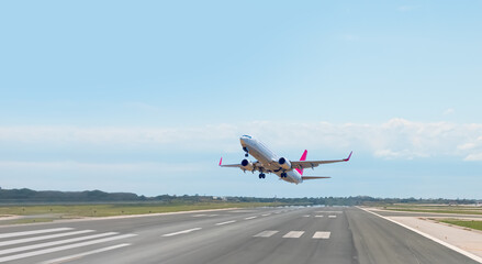 Airplane taking off from the airport 