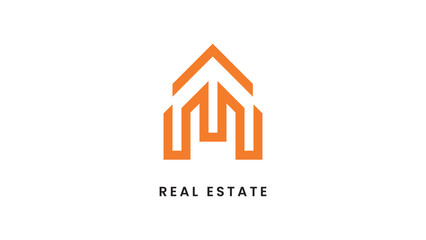 Real estate house logo design template. Building a house real estate logo design 