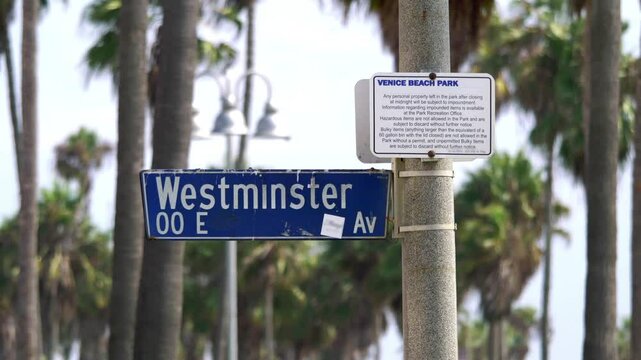 Street sign in California in 4K slow motion 60fps