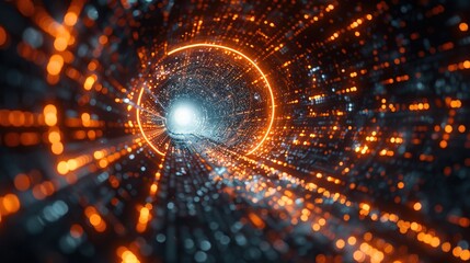 Data warp portal opening, visualizing the entry into the interconnected dimensions of trending information