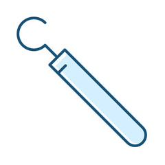Dental explorer line icon vector isolated. Medical symbol of a dentist tool for teeth treatment. Professional equipment.
