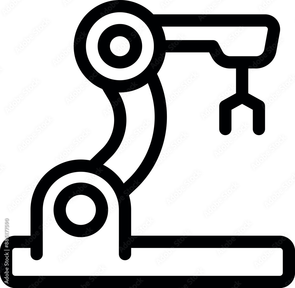 Aufkleber robotic arm is moving an object on an assembly line in a factory