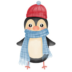 Cartoon Penguin Illustration for Christmas.