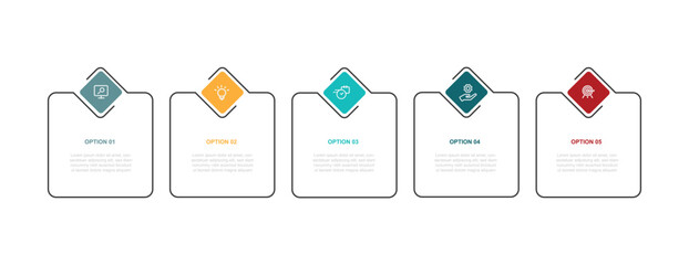 5 step infographic template. Banner presentation with icons and columns. Vector illustration suitable for business information and web graphic design.