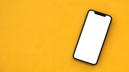 Smartphone mockup on a yellow background, Mockup, Phone mockups, Blank screen, copy space