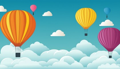 Obraz premium Flying air balloons above the clouds