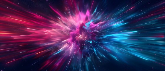 Abstract colorful explosion with pink and blue hues.