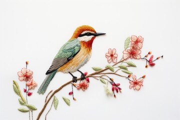 Fototapeta premium Bird embroidery animal art.