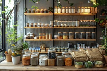 Fototapeta premium An eco-friendly store selling products with minimal packaging and reusable alternatives. 