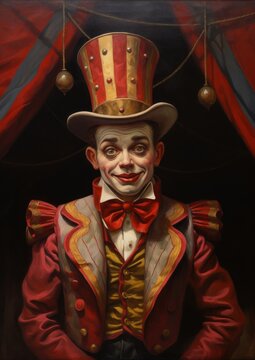 A one circus freak character portrait painting adult.