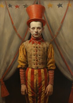 A one circus freak character painting art portrait.