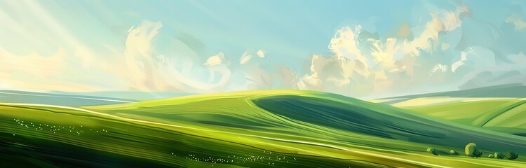 Obraz premium A meadow with a sky view in the background