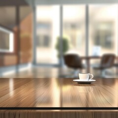 Fototapeta premium A Cup of Coffee on Wooden Table