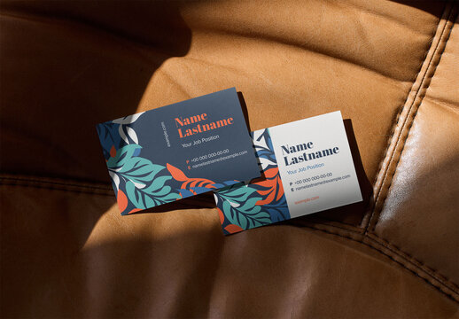 Mockup Of Customizable Eu Business Card, Horizontal