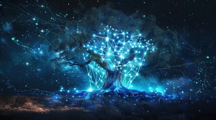 Glowing Tree in a Night Sky