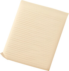 Blank beige cream paper document sheet note page with lined texture in minimalist design on
