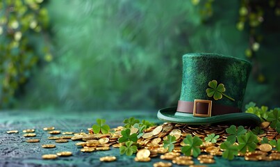 st patricks day greeting card template,pots of gold shamrock four leaf clover,leprechaun hat on green saint patrick s day poster banner mockup banner mockup happy st patricks day concept