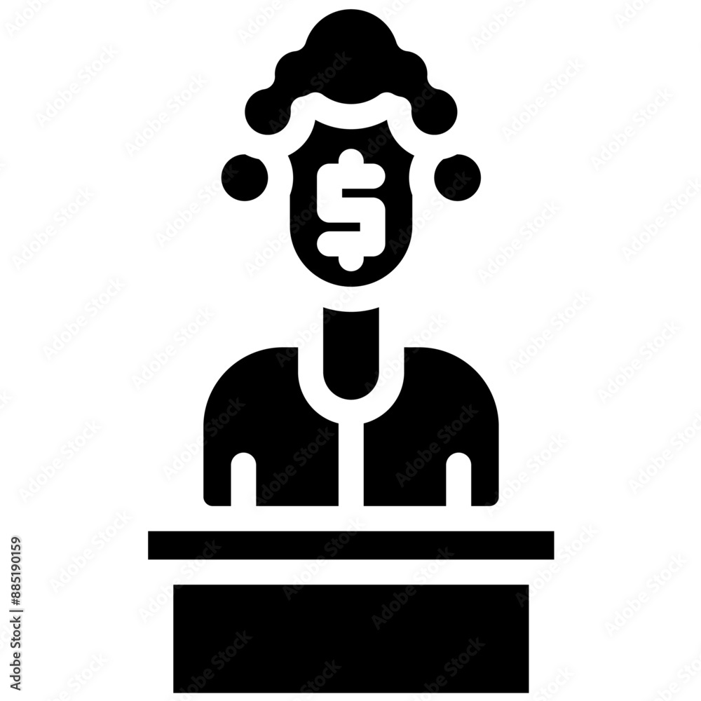 Sticker Bribed Judge vector icon illustration of Corruption iconset.