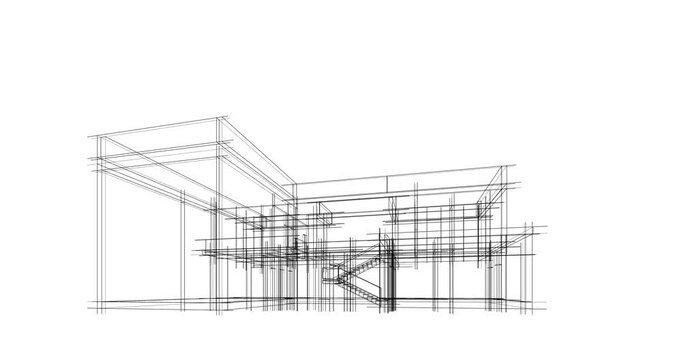 wireframe of a building