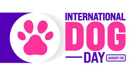 International Dog Day is observed every year in August. Holiday concept. Template for background, banner, card, poster, placard, design template with unique shapes with standard color.