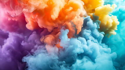 Fototapeta premium Colorful smoke clouds in a gradient blend. Generative AI