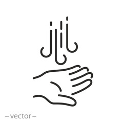 hand drying icon, air dryer for hands, thin line symbol on white background - editable stroke vector illustration