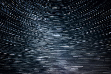 Star tracks of Milky Way galaxy. Movement of stars in the night sky. Night starry sky and Milky Way...