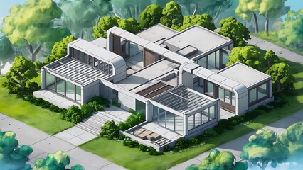 3d home isometric style background