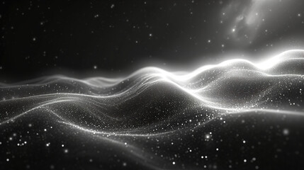 Monochrome dark black and silver silk abstract wave pattern