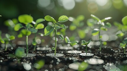 Small plants growing in soil