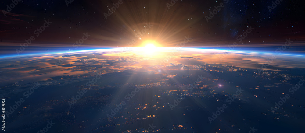 Sticker sunrise from space