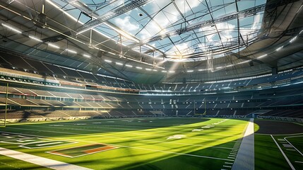 sunlit indoor dome stadium dedicated to American football 