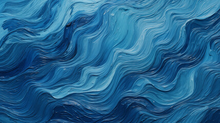 Fototapeta premium Abstract Blue Wave Pattern with Textured Brush Strokes, Oil Painting Pattern Background