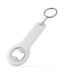 Promotional lid opener key ring blank template 3d illustration.