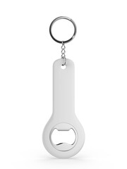 Promotional lid opener key ring blank template 3d illustration.