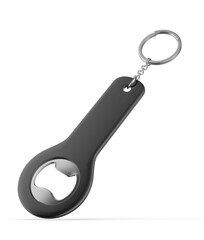 Promotional lid opener key ring blank template 3d illustration.