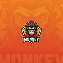 monkey gamer logo design template