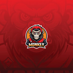 monkey gamer logo design template