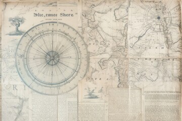 Obraz premium Compass on map border backgrounds paper space.