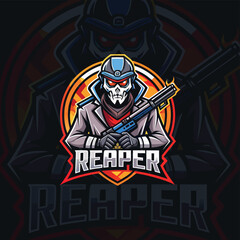 skull  gamer logo design template