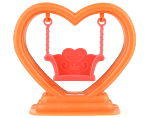 Toy swing for lovers in the form of a heart for a dollhouse isolated on a transparent background.