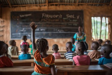 Enthusiastic African Schoolchildren Engaged in Classroom Learning