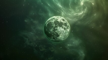 Obraz premium The moon is floating in the universe, surrounded by stars. Generate AI image