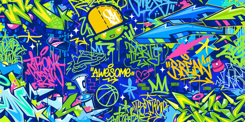 Modern Abstract Hip Hop Urban Street Art Graffiti Style Vector Illustration Background Template