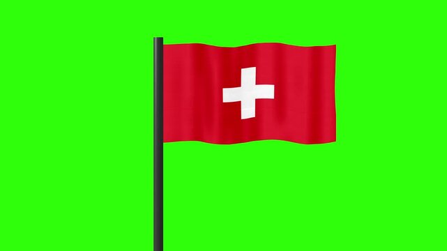 Swiss flag on green background suitable for travel websites, Swiss national holidays, Swissthemed events, multicultural celebrations.