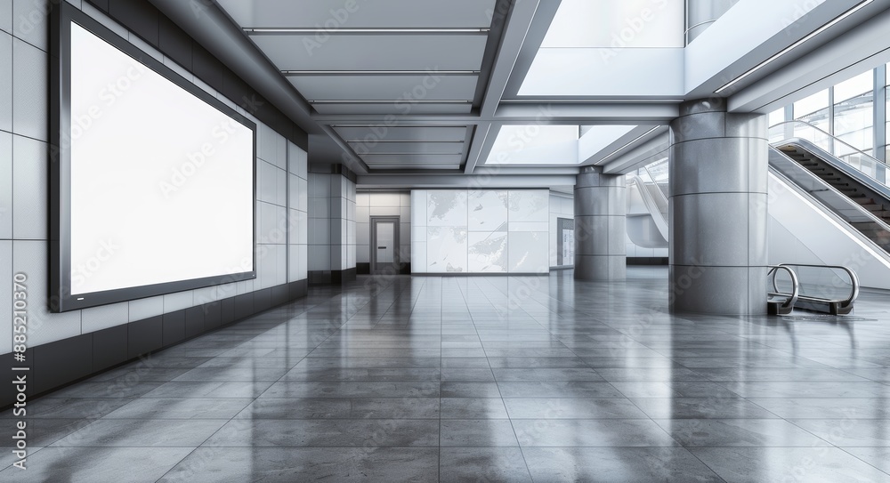 Poster white screen billboard mock up with alpha channel showing business concept, indoor board, empty fram