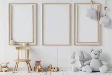 Nursery room, kids room, wall frame mockup.