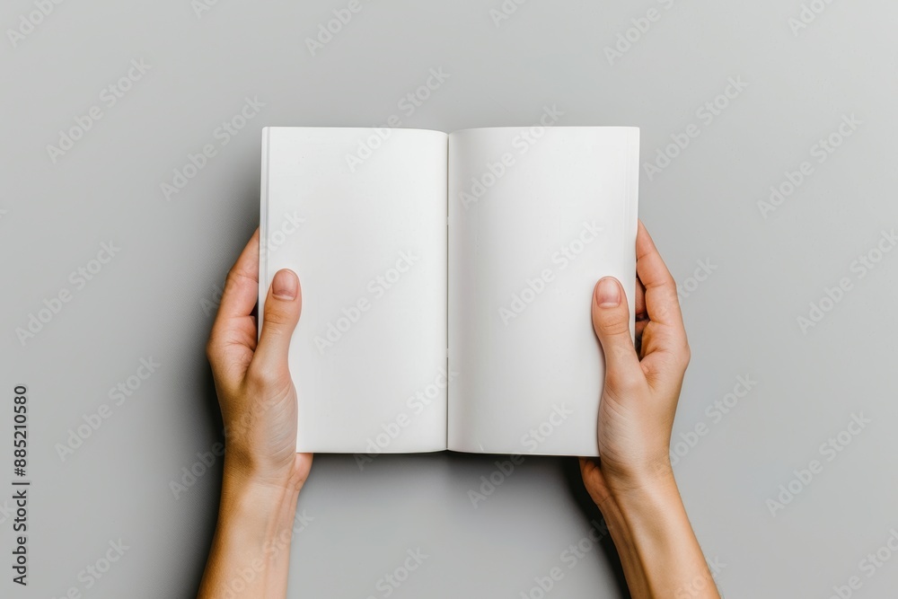 Aufkleber This is a mockup of a blank square photorealistic brochure on a grey background with a high quality resolution.