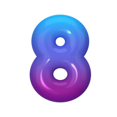 3D number 8 with blue and violet gradient. Modern, vibrant, and abstract. Perfect for digital art, graphic design, and creative projects. Vector illustration